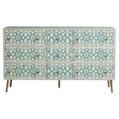 Moroccan Inlay Mint Green Nine Drawer Dresser by House of Jaipur