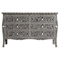 French-Inspired Arabesque Inlay Six-Drawer Chest – Black by House of Jaipur