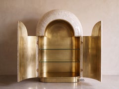 Arcana Mother-of-Pearl and Brass Sculptural Bar Cabinet by House of Jaipur