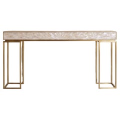 Arcana Mother of Pearl Inlay and Brass Console Table by House of Jaipur