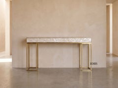 Arcana Mother of Pearl Inlay and Brass Console Table by House of Jaipur