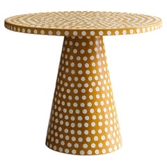 Dotism Polka Dot Yellow Round Pedestal Dining Table by House of Jaipur