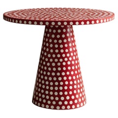Dotism Polka Dot Red Round Pedestal Dining Table by House of Jaipur