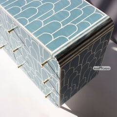 Eli Art Deco Teal Blue Nine Drawer Dresser by House of Jaipur