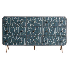 Eli Bone Inlay Nine-Drawer Dresser - Blue by House of Jaipur