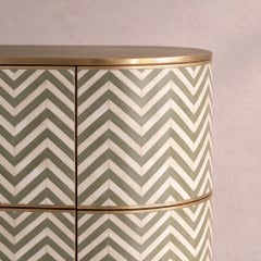 Veyra Chevron Inlay Six-Drawer Dresser - Olive Green by House of Jaipur