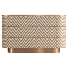 Veyra Chevron Inlay Six-Drawer Dresser - Olive Green by House of Jaipur