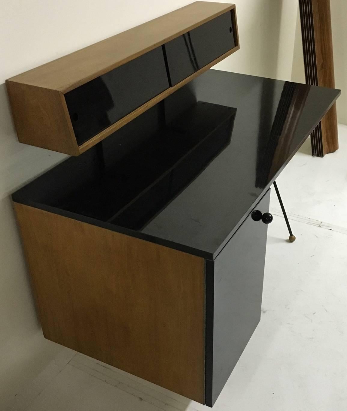 Desk by Greta Grossman for Glenn of California in original condition. Lower drawer is missing as shown in photographs.