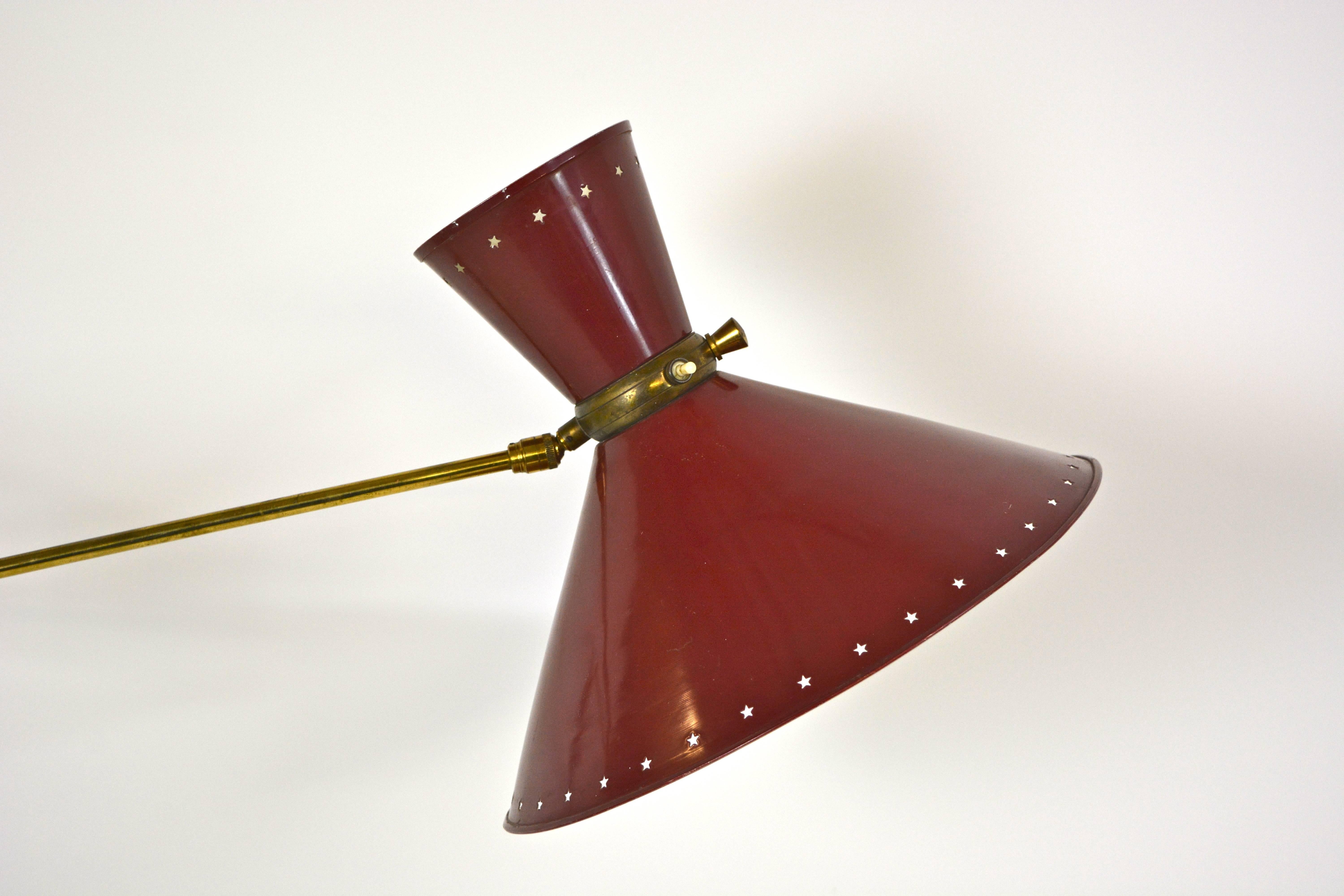 Painted French Swing Arm Wall Lamp by Rene Mathieu, circa 1950s For Sale
