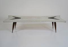 Stylized Italian Terrazzo Coffee Table with Brass Sabots