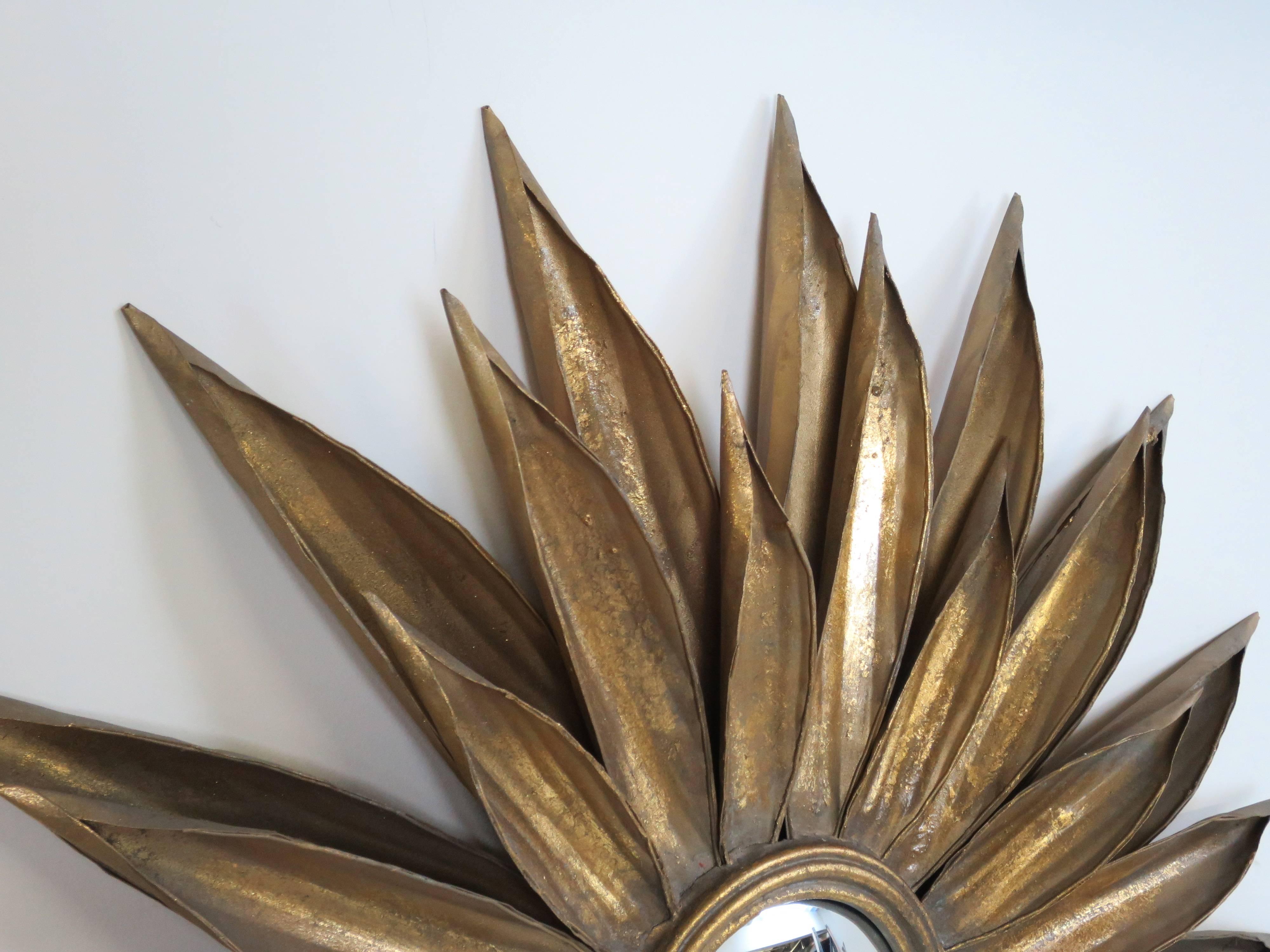 Gold Gilt French Sunburst Mirror In Excellent Condition In San Diego, CA