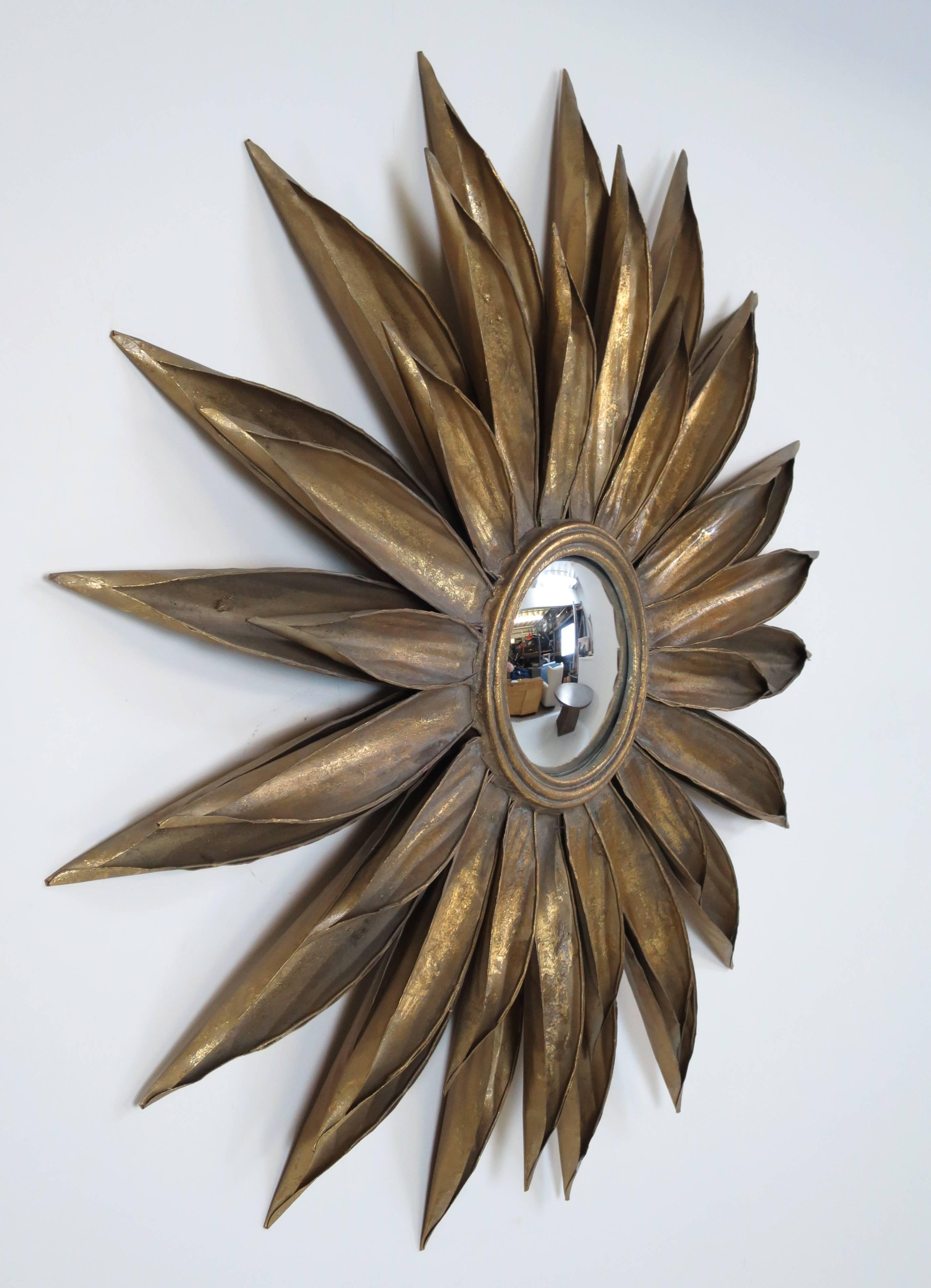 Mid-Century Modern Gold Gilt French Sunburst Mirror