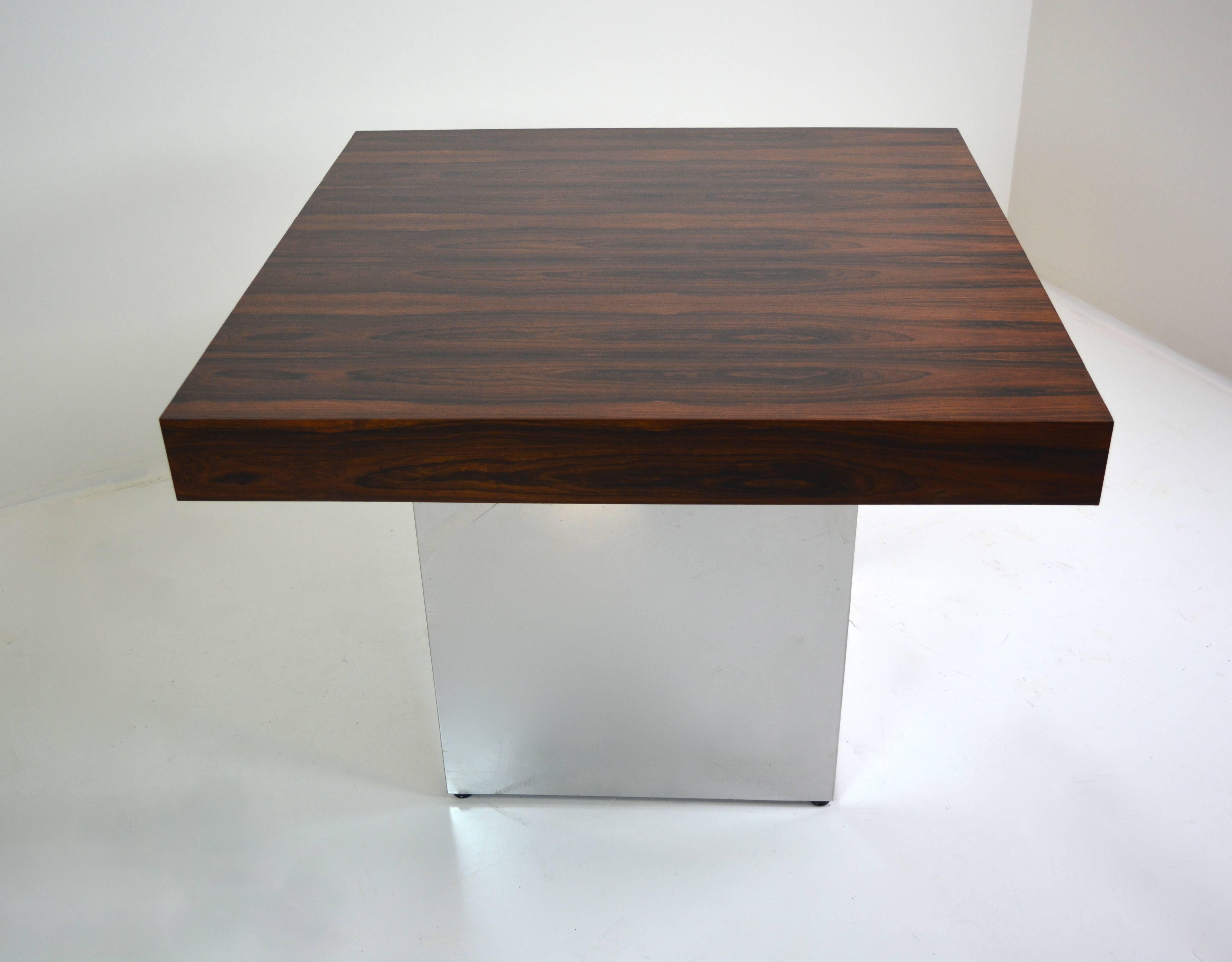Rosewood and Chrome Table by Milo Baughman In Excellent Condition In San Diego, CA