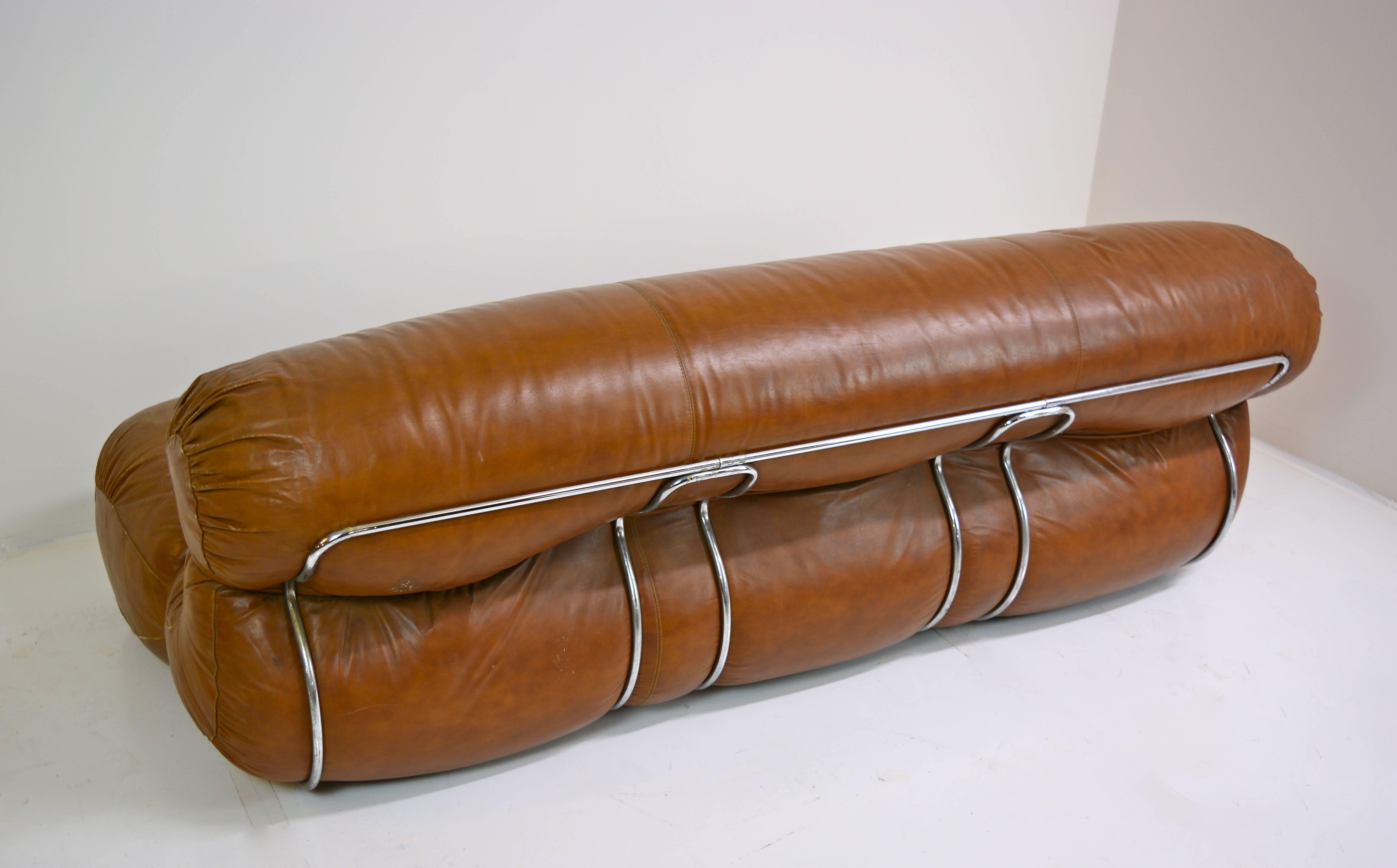 Sculptural Italian Leather Sofa 1