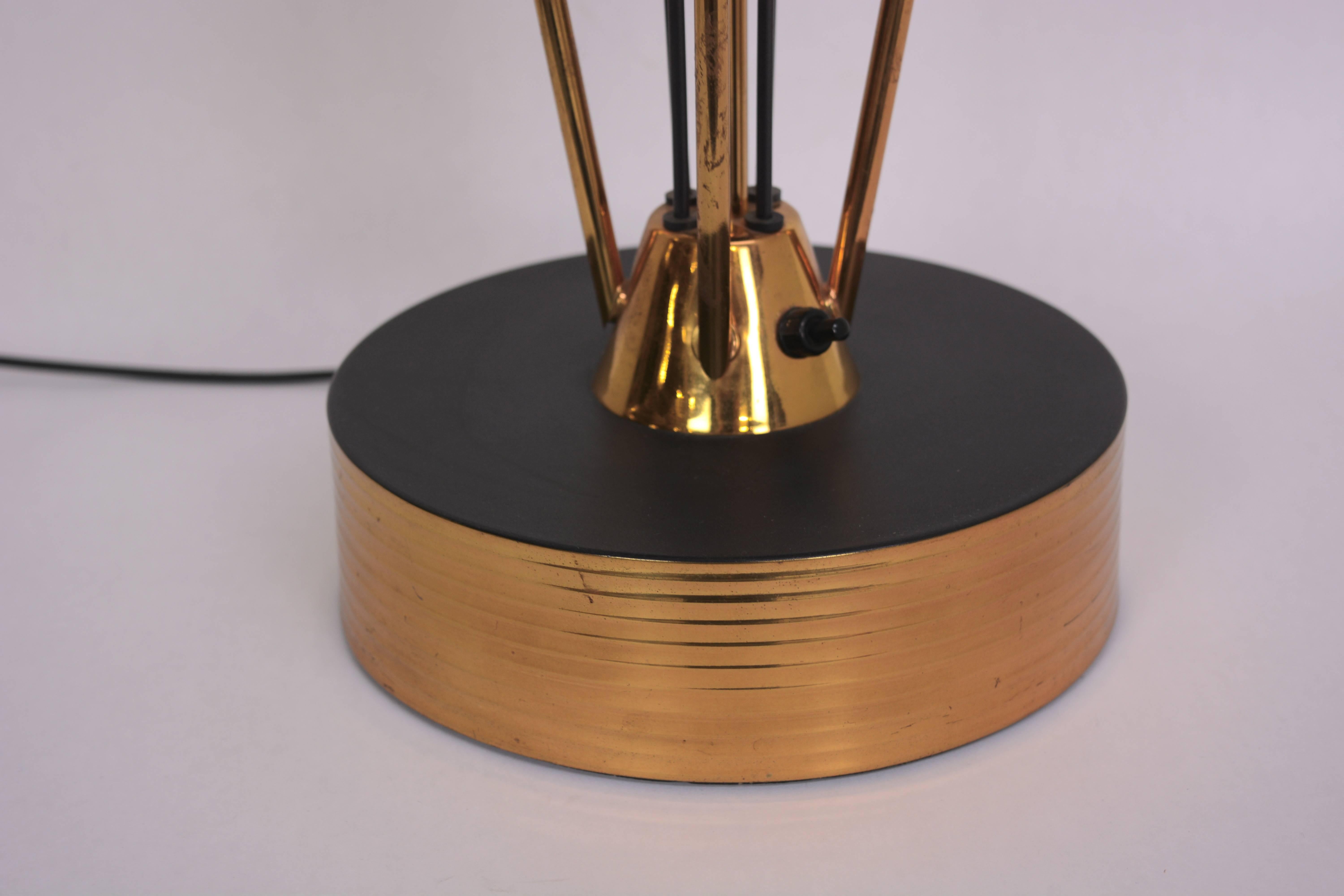 Brass French Low Floor Lamp in the Manner of Maison Arlus For Sale