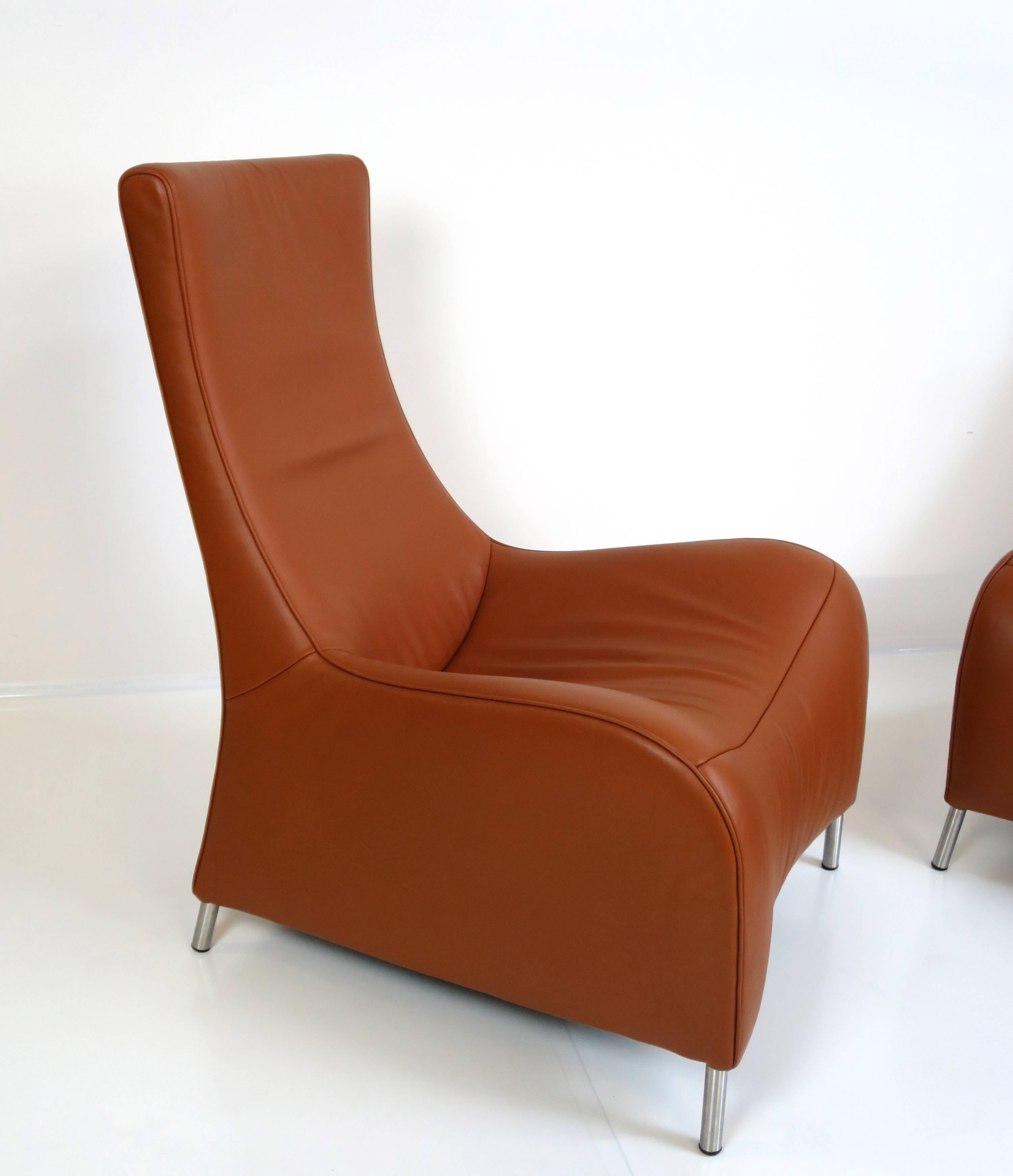 Late 20th Century Pair of De Sede DS 264 High Back Lounge Chairs by Matthias Hoffmann For Sale