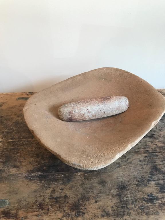 Native American Grinding Stone Bowl and Pestle at 1stDibs