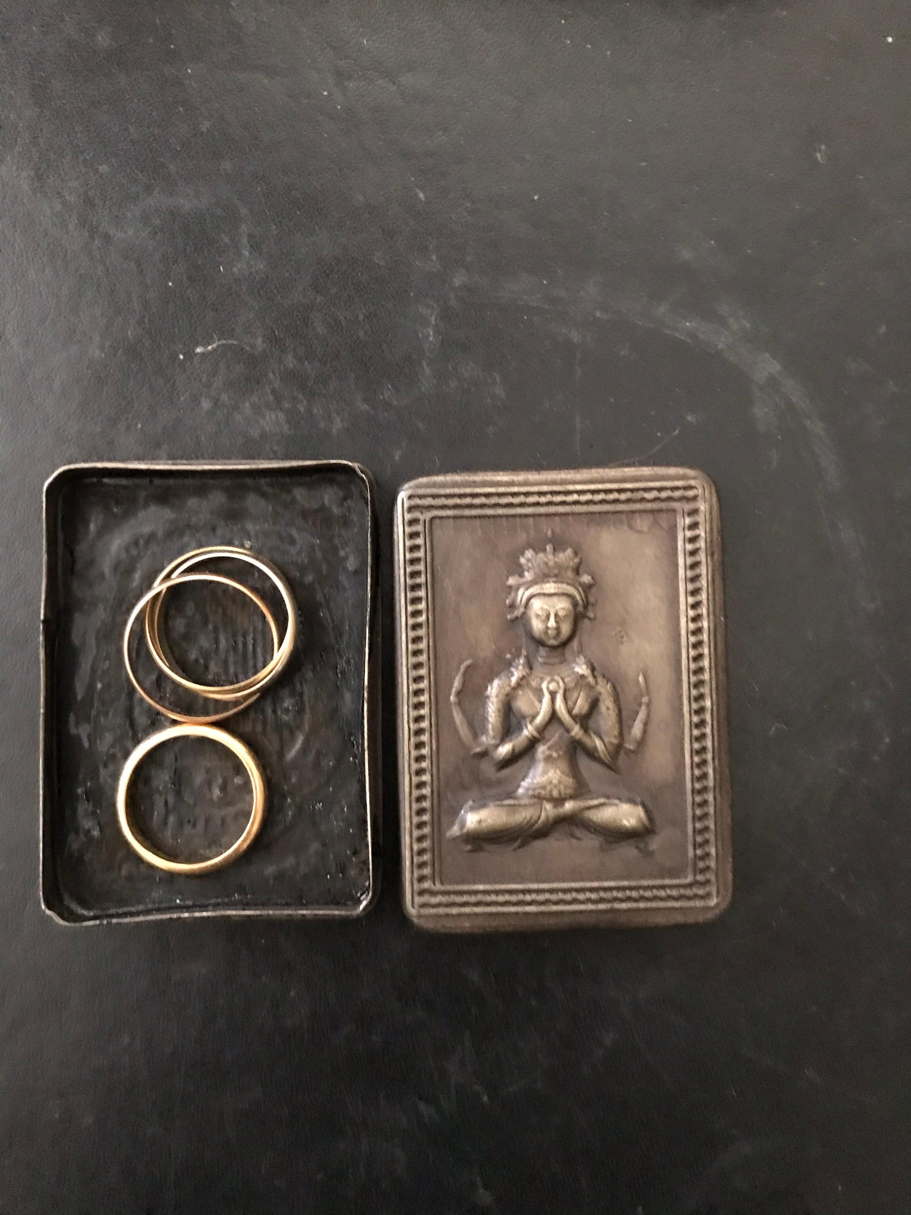Bronze Repousse Ink Boxes with Seated Buddha 9