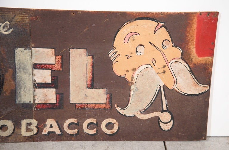 Handbemaltes Tabakschild aus den 1940er Jahren im Zustand „Gut“ im Angebot in New York, NY