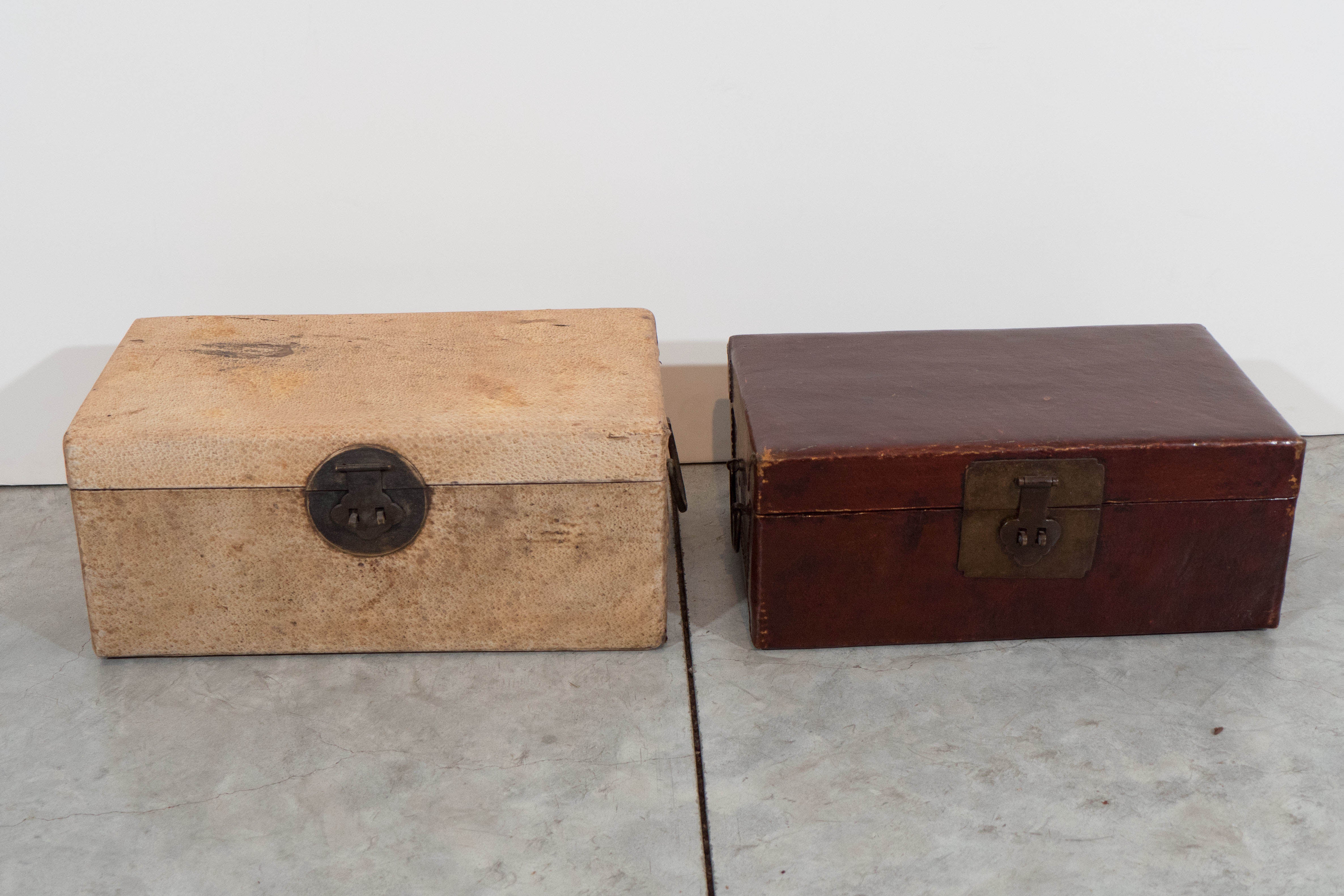 Antique Parchment Leather Document Boxes In Good Condition In New York, NY