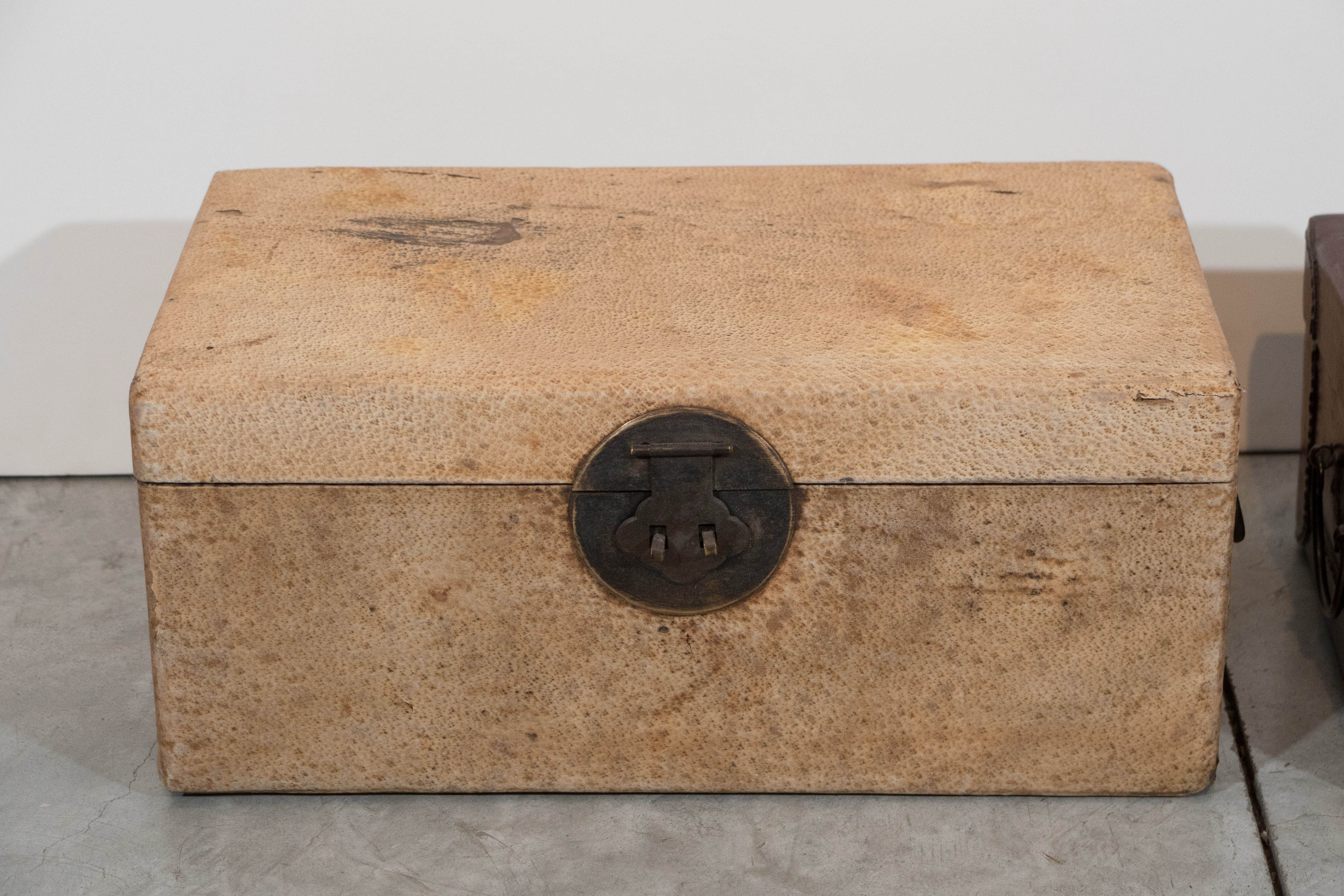 19th Century Antique Parchment Leather Document Boxes