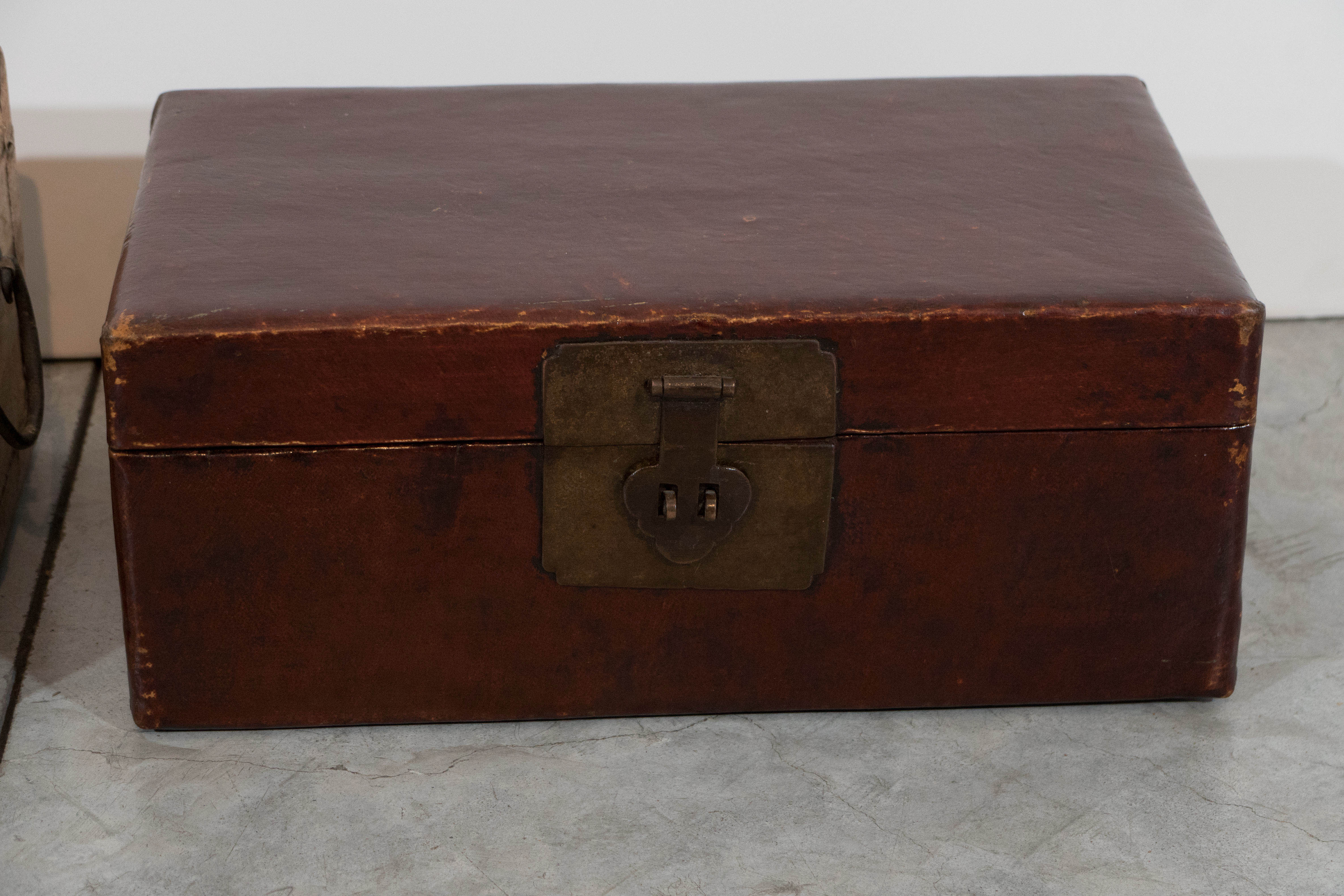 Antique Parchment Leather Document Boxes 1