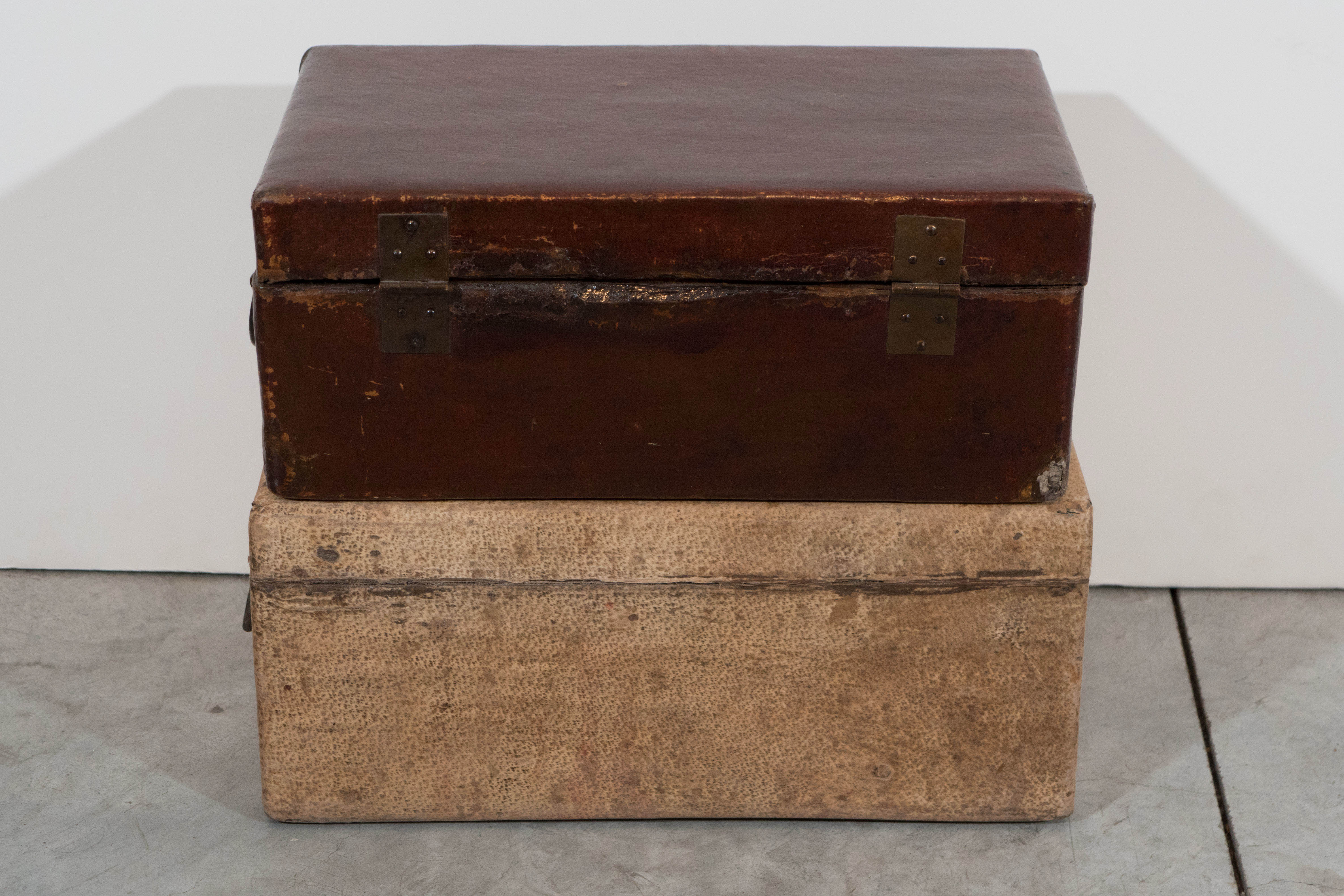Antique Parchment Leather Document Boxes 5