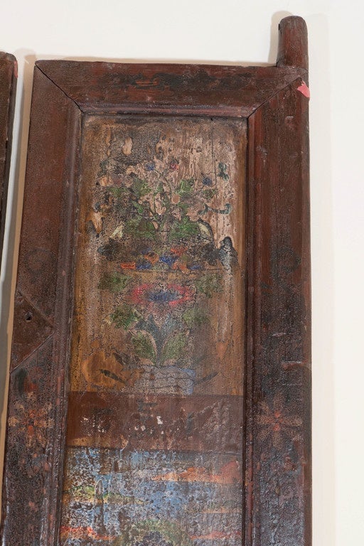 Pine Pair Of Tibetan Painted Doors