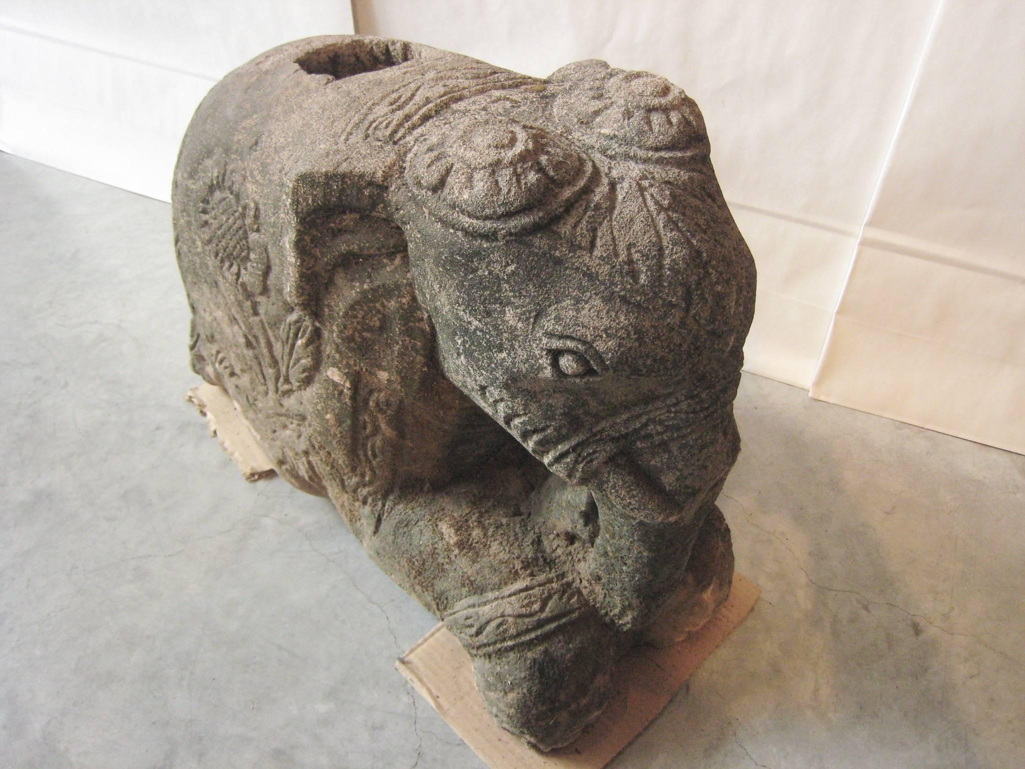 Burmese Sandstone Elephant In Good Condition In New York, NY