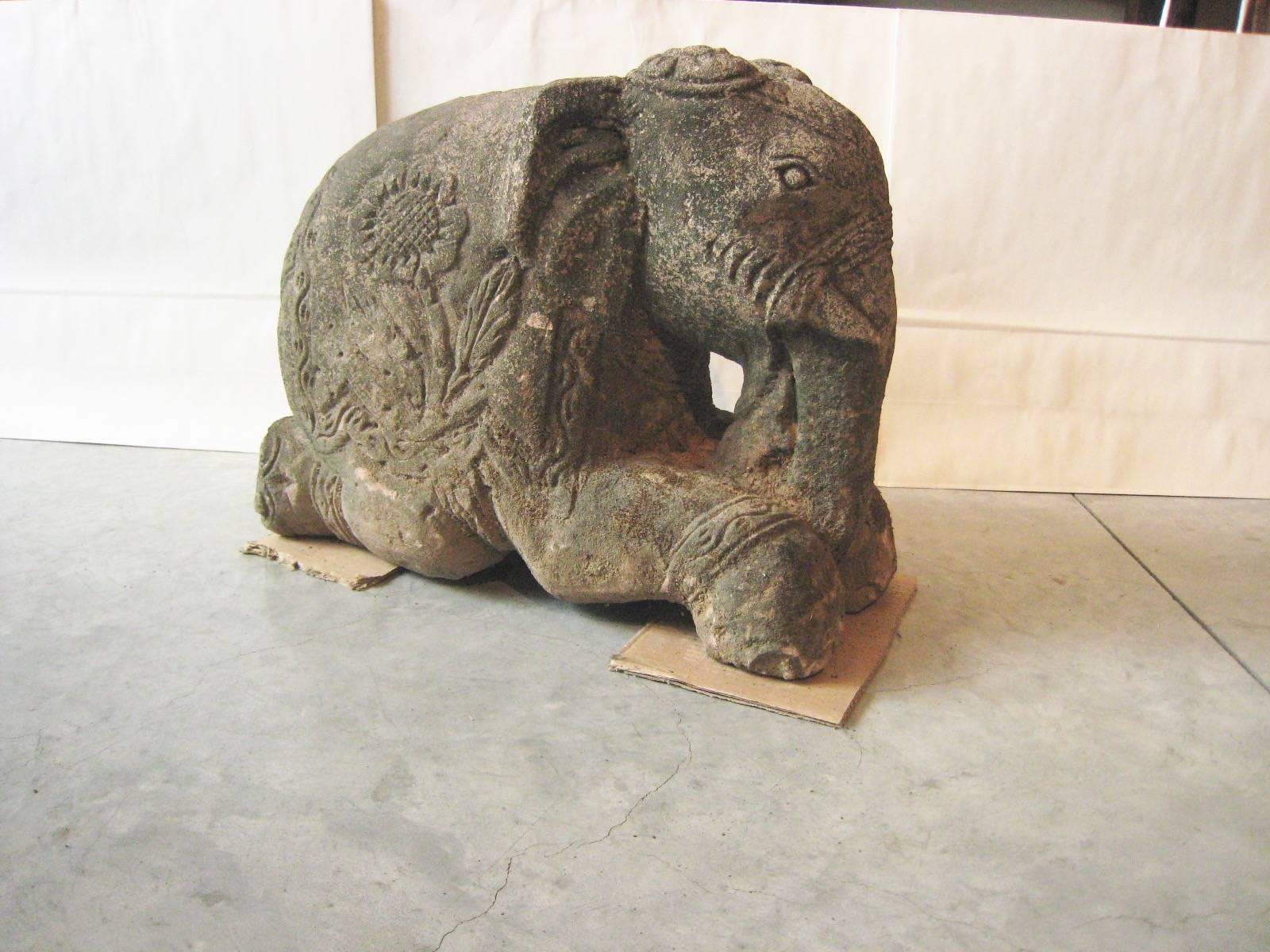 Burmese Sandstone Elephant 4