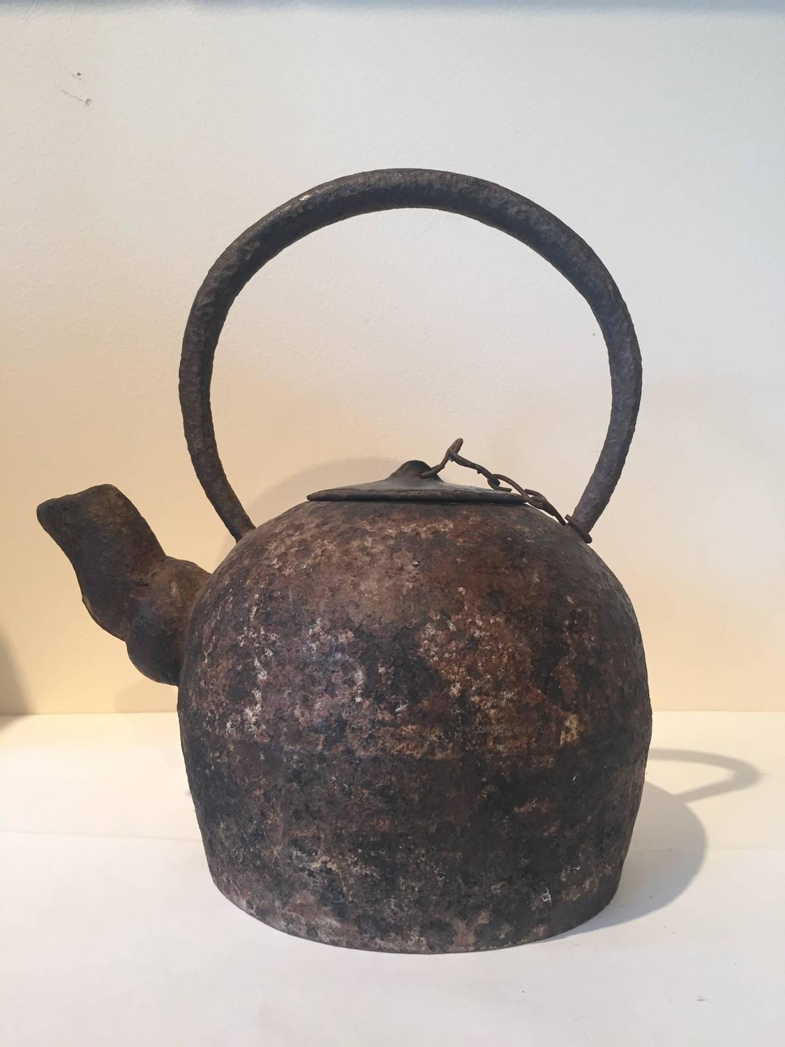 Antique Cast Iron Teapot For Sale at 1stdibs