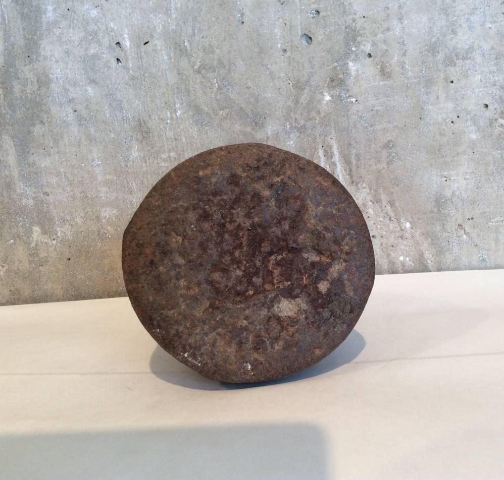 18th Century Dome Shaped Cast Iron Weight with Chinese Characters For Sale 2