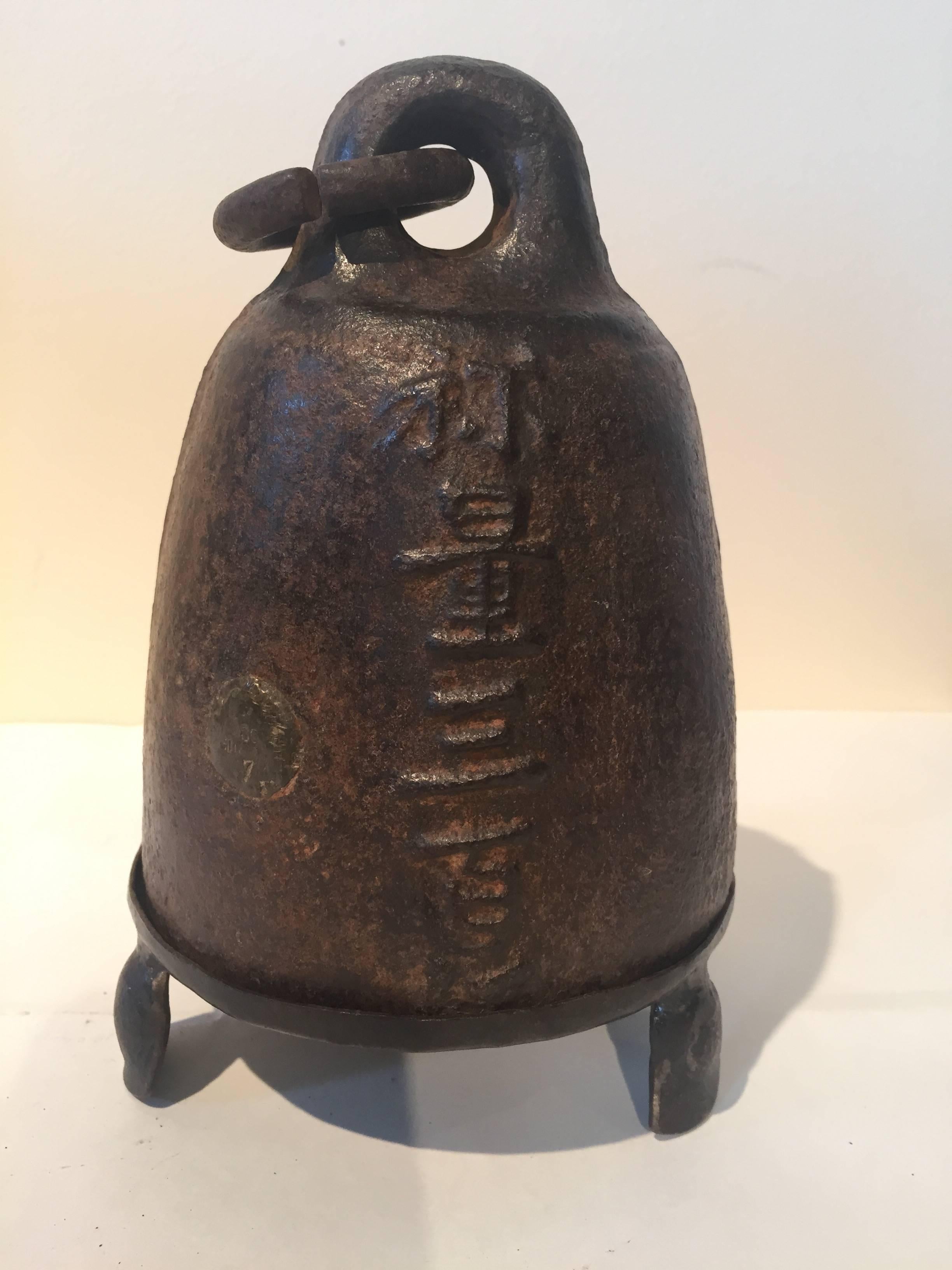 18th Century Dome Shaped Cast Iron Weight with Chinese Characters For Sale 5
