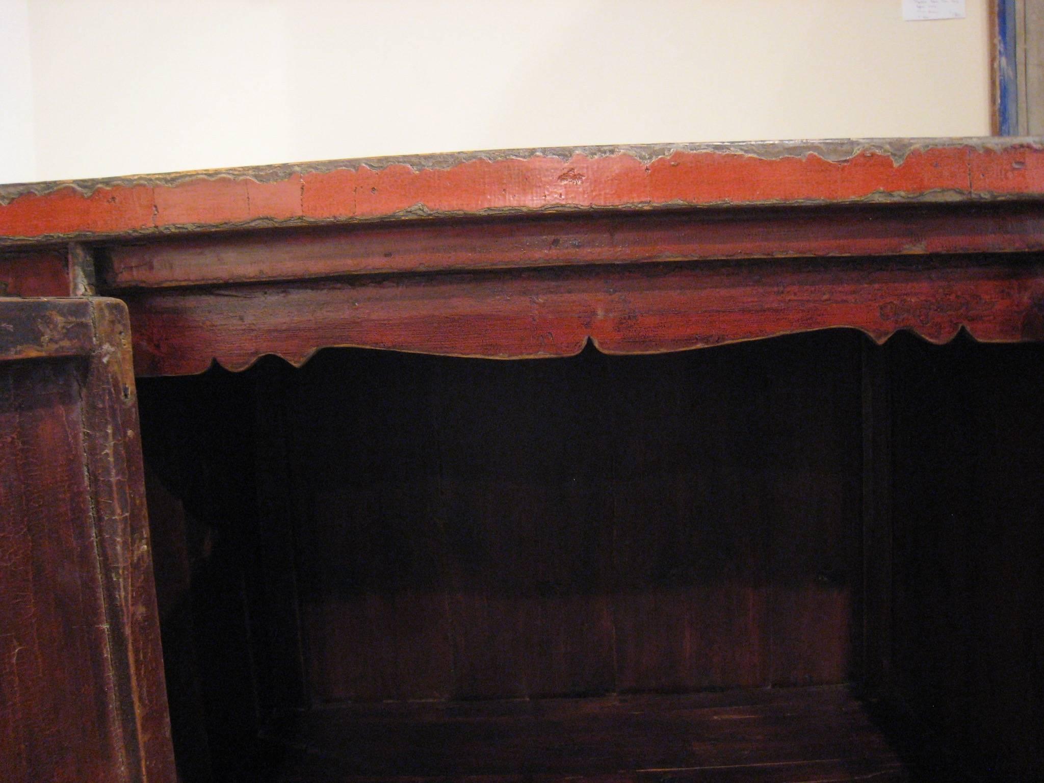 Antique Red Lacquer Cabinet In Good Condition In New York, NY