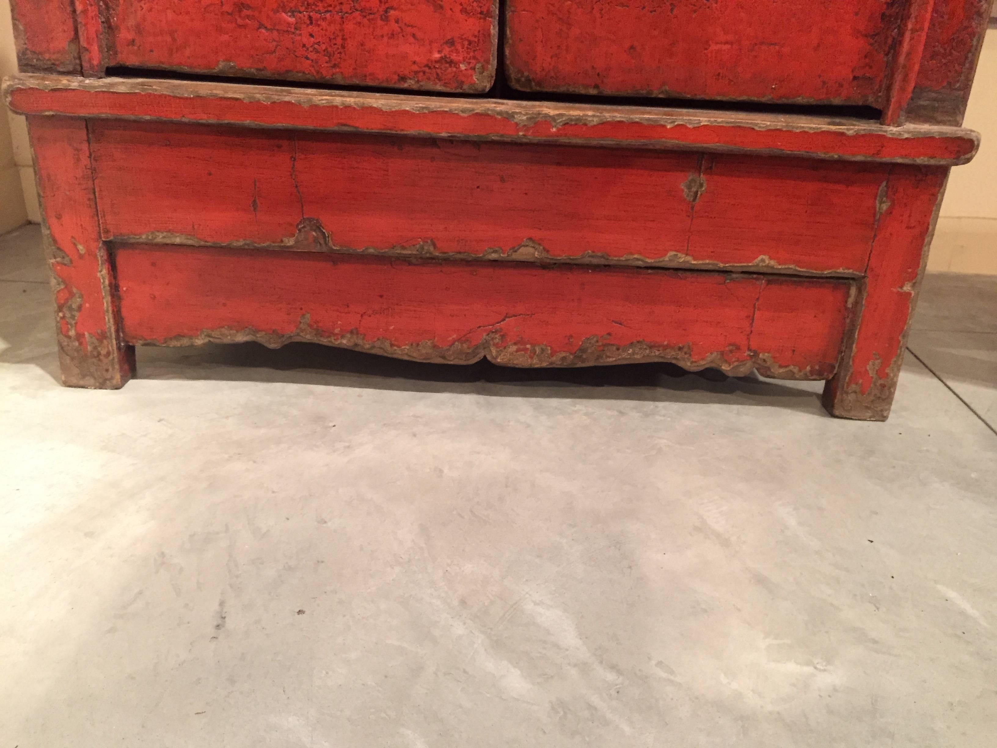 Antique Red Lacquer Cabinet 1