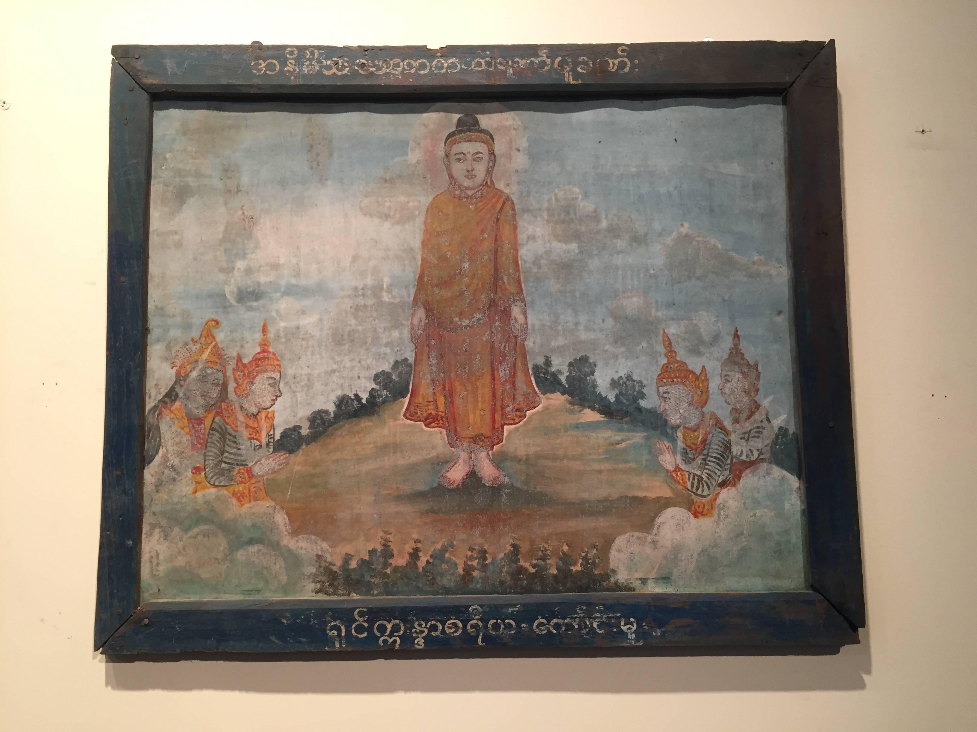 20th Century Burmese Temple Painting on Tin