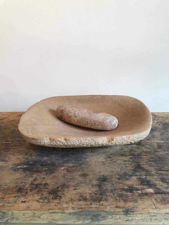 Native American Grinding Stone Bowl and Pestle at 1stDibs