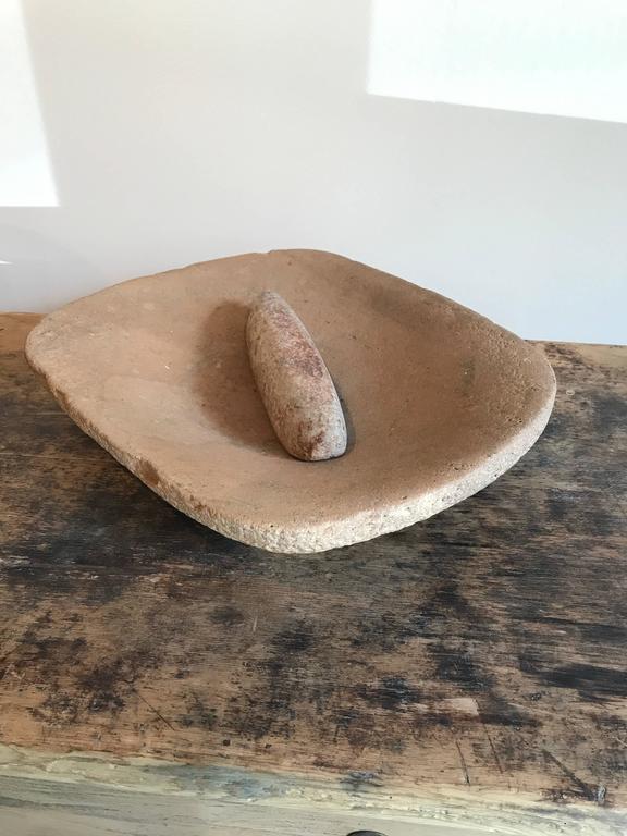Native American Grinding Stone Bowl and Pestle at 1stDibs
