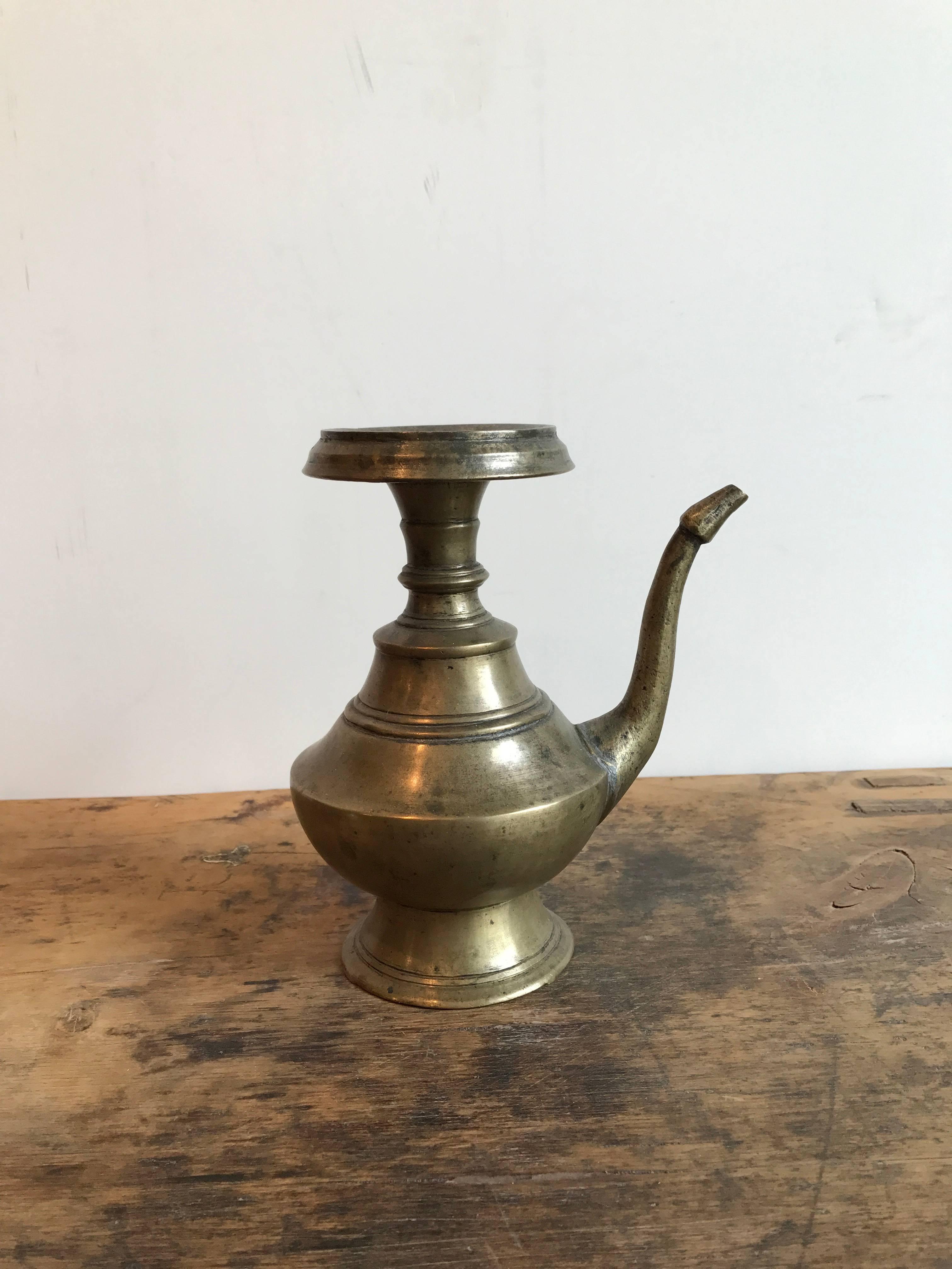 Antique Bronze Holy Water Ewers from Nepal In Good Condition For Sale In New York, NY