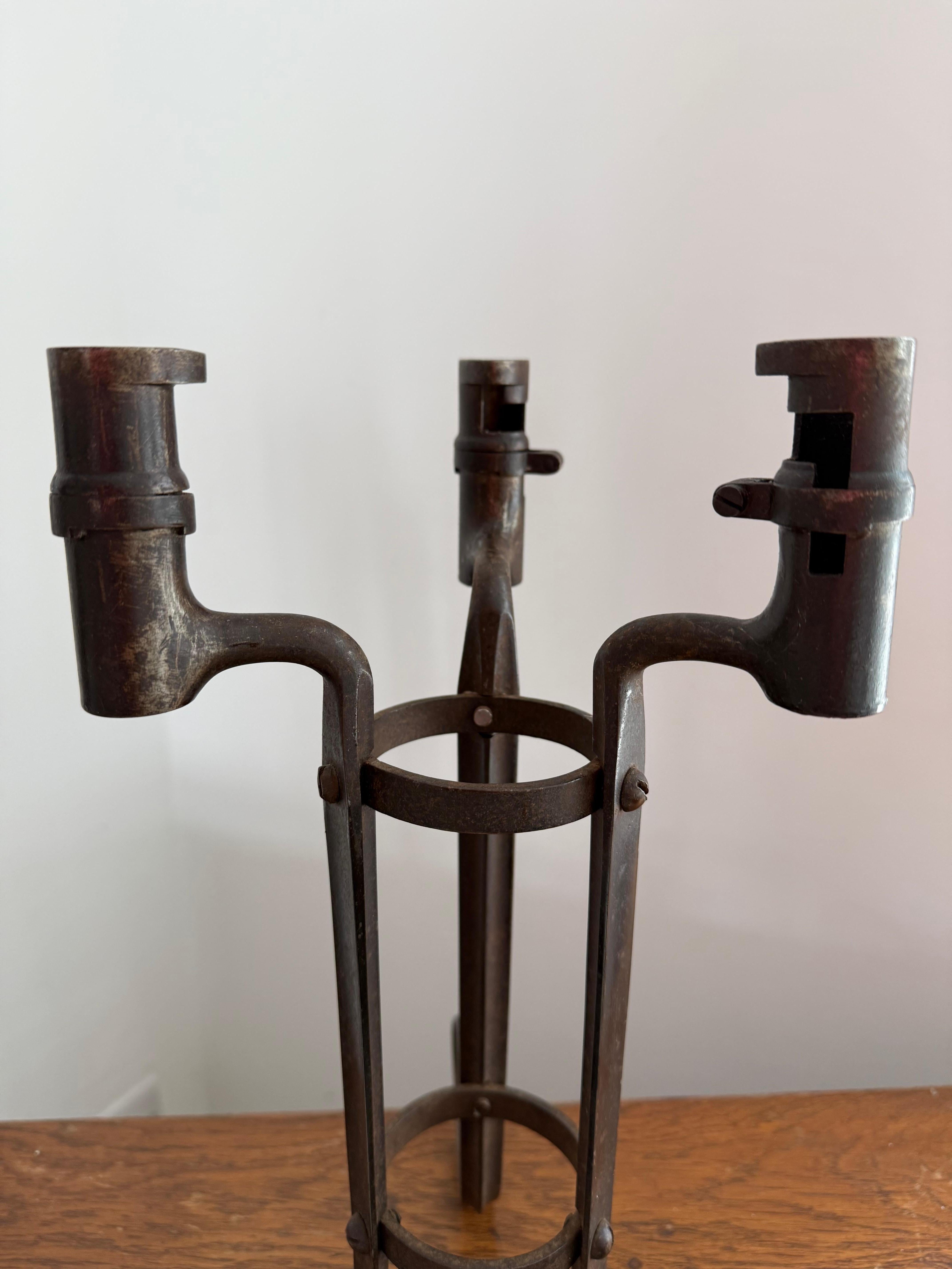 French Trench art candlesticks made from American bayonets For Sale