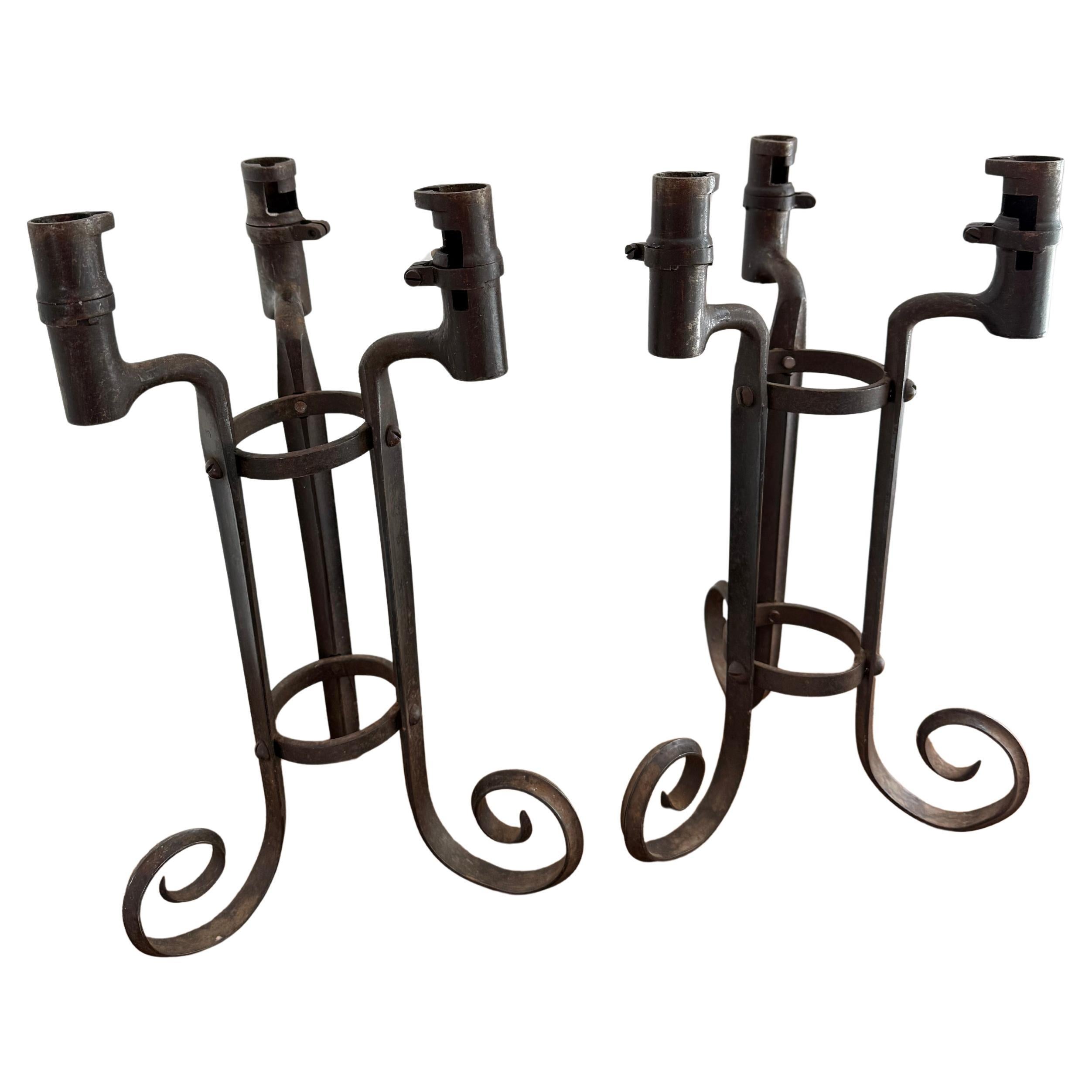 Trench art candlesticks made from American bayonets For Sale