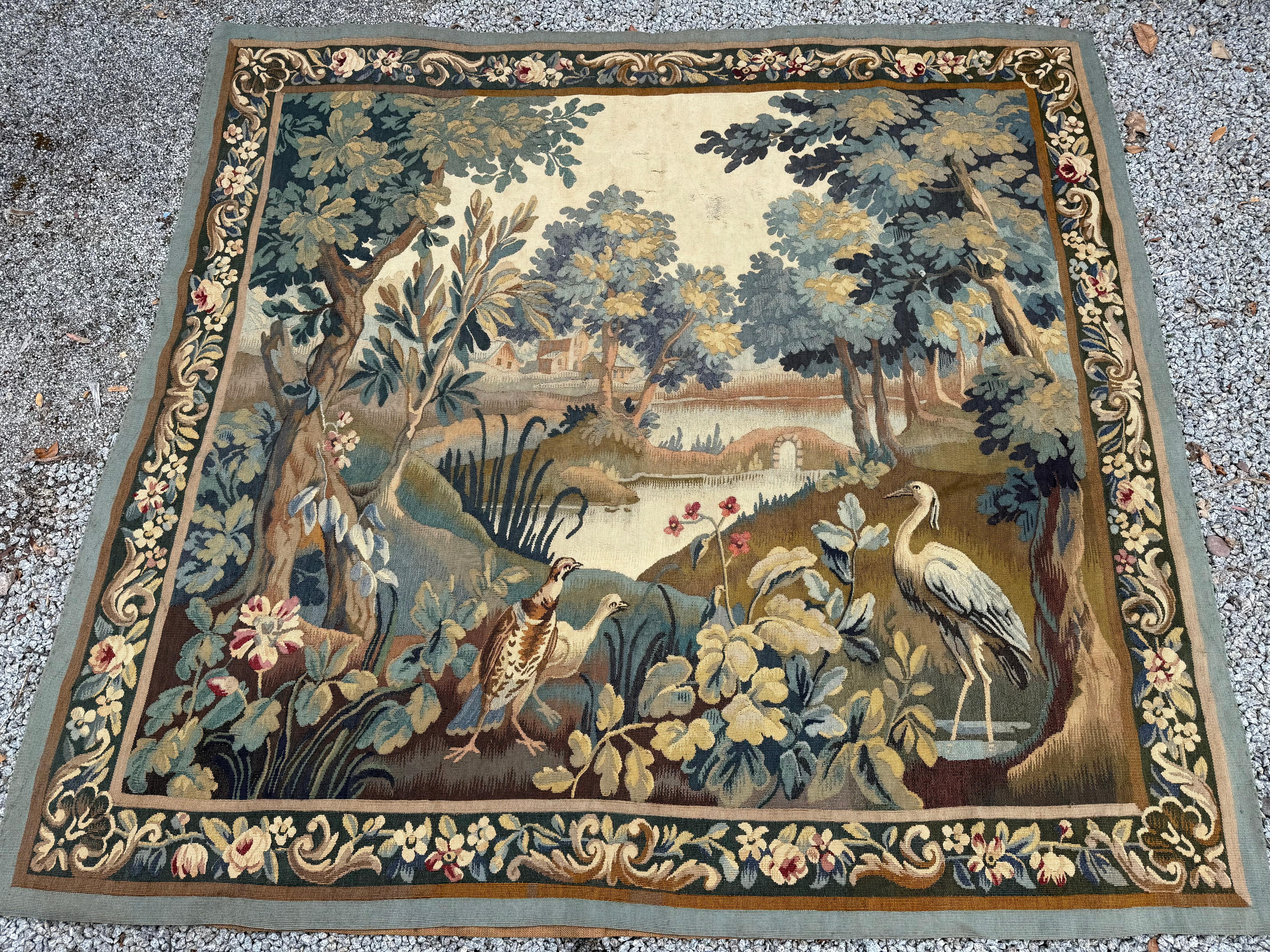 Lovely antique tapestry , few minor bits of repair / damage but nothing you wouldn't expect on a piece like this 

 

width 76 inches or 193

Height 71 inches or 181 cms 