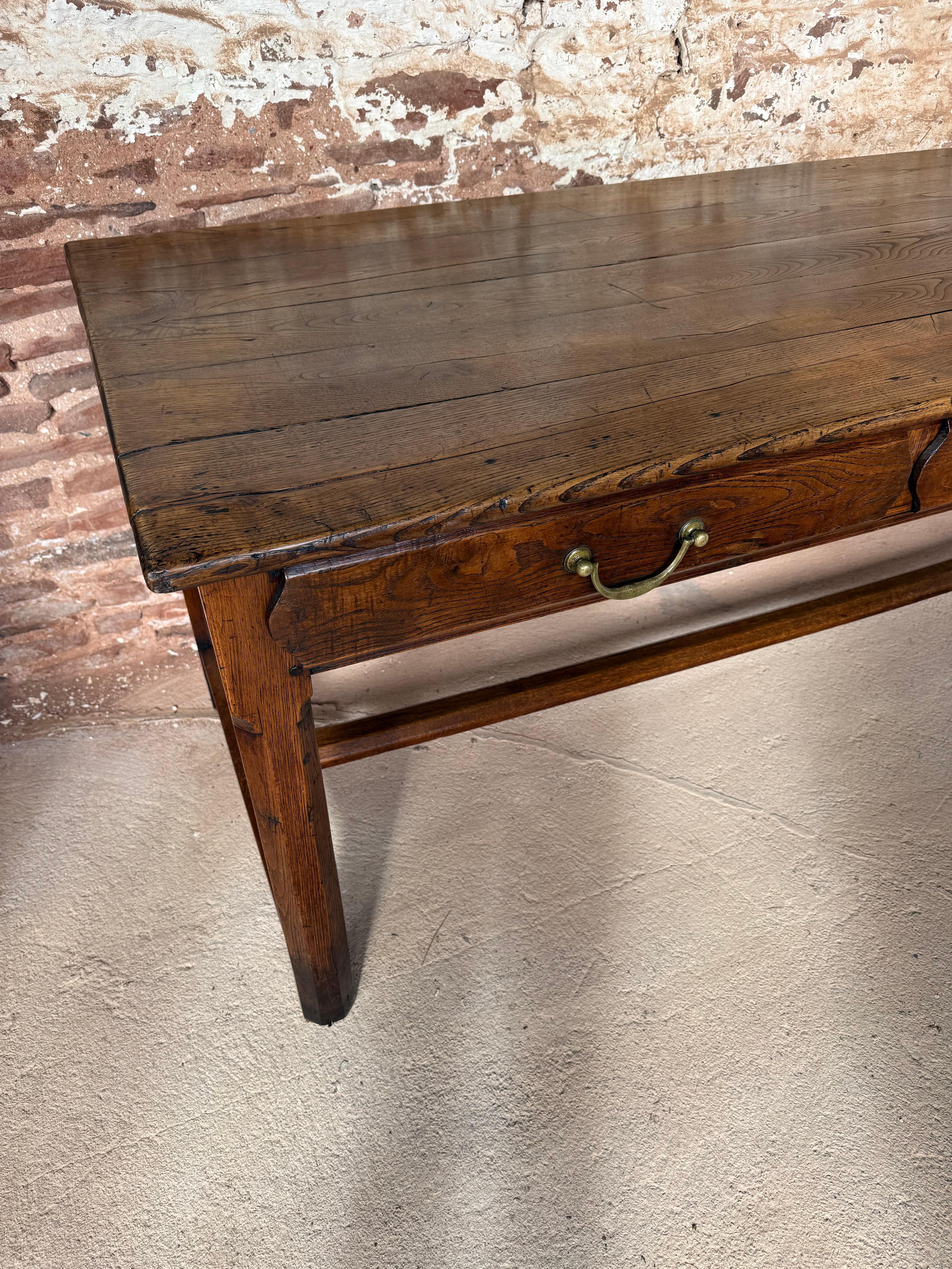 Oak 3 drawer serving table / console table / farmhouse table For Sale