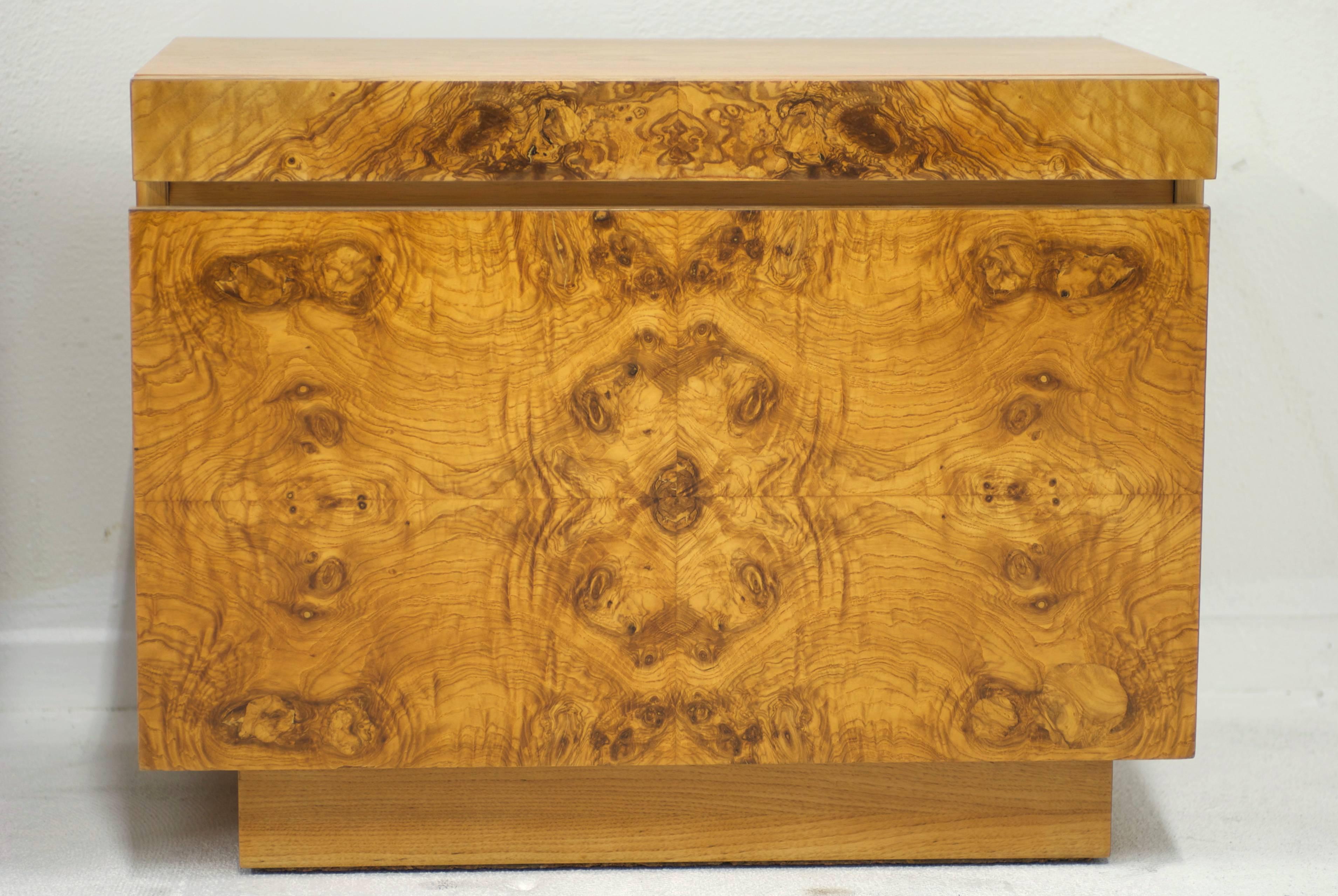 burled wood nightstand