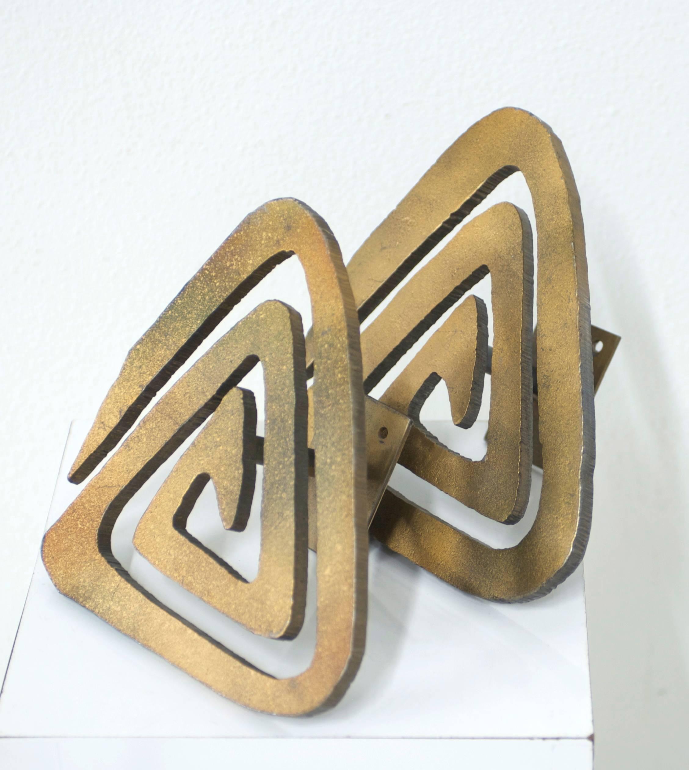 Mid-Century Modern Pair of Brutalist Bronze Toned Architectural Door Pulls