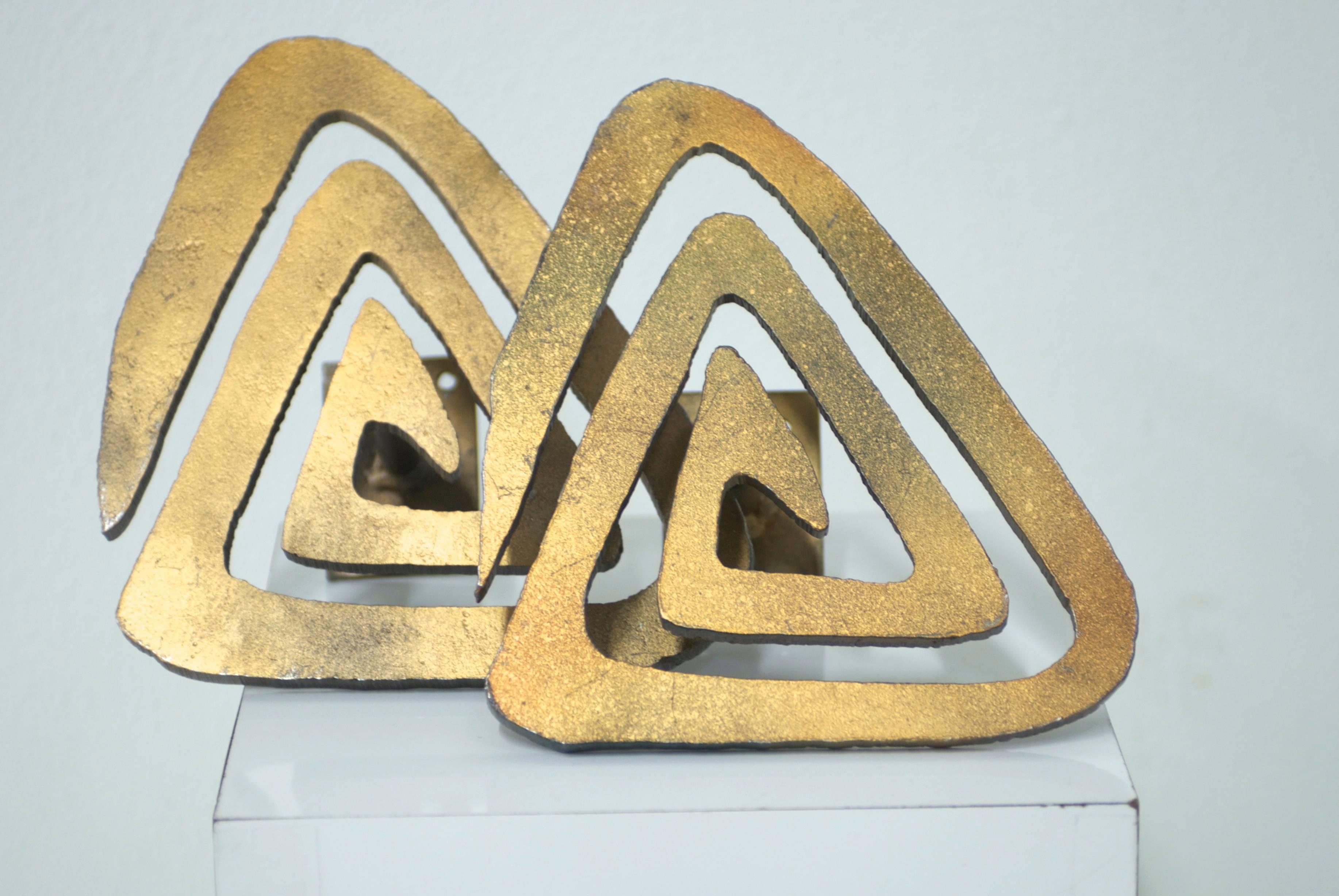 20th Century Pair of Brutalist Bronze Toned Architectural Door Pulls