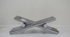 Smoked Grey Glass and Chrome Tubular Steel Coffee Table