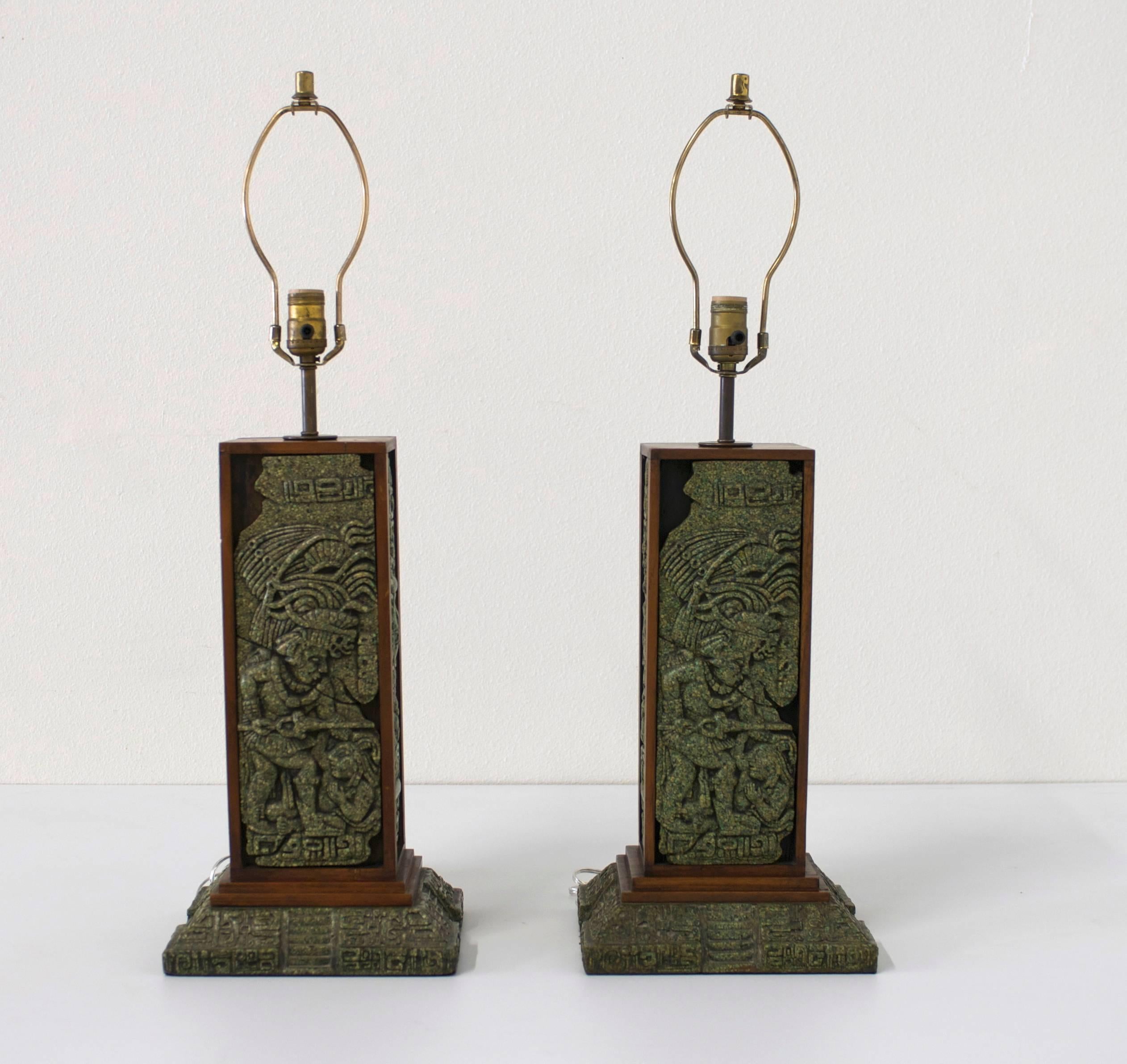 Mid-Century Modern Pair of Mexican Table Lamps by Zarebski