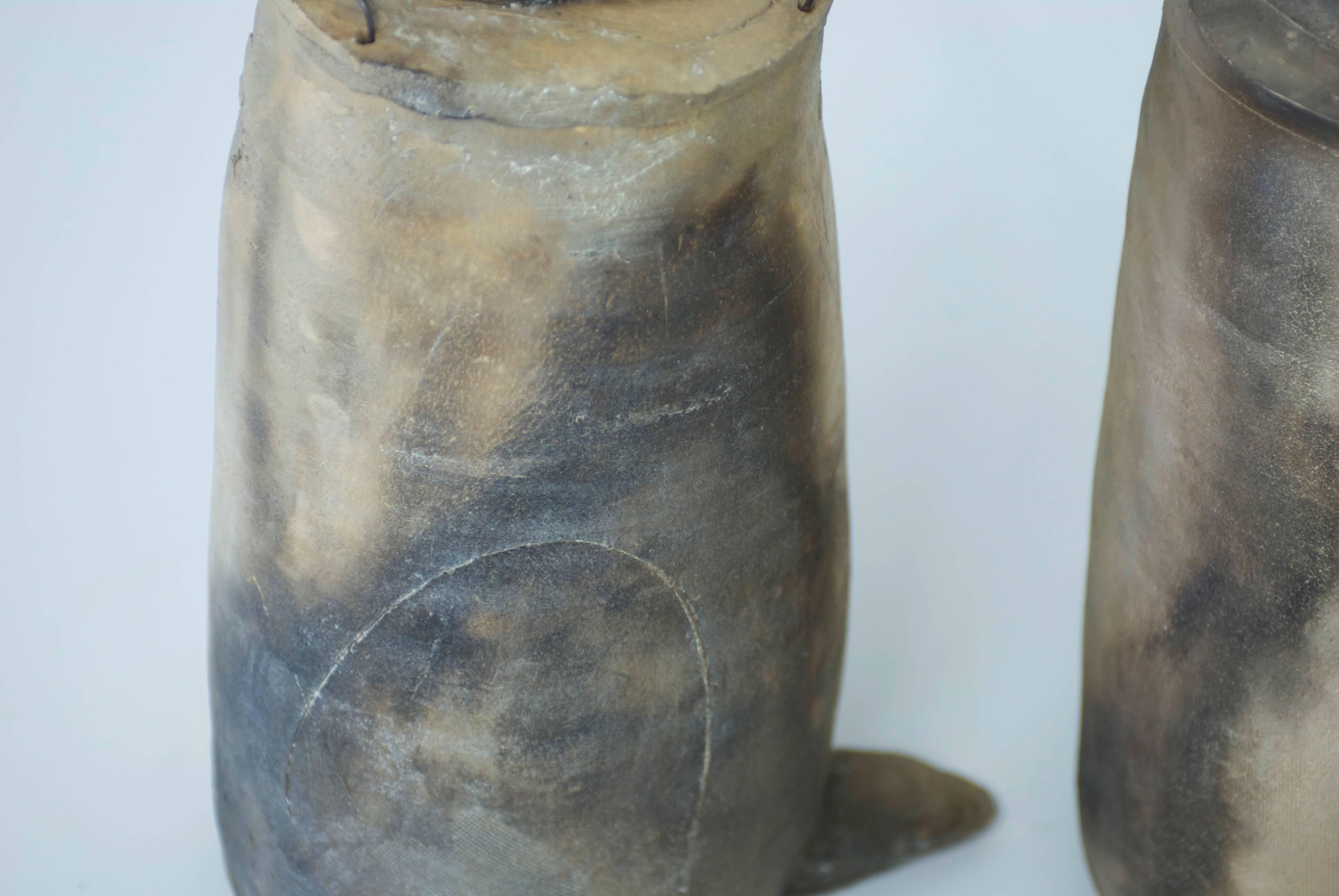 Pair of Raku Style Studio Pottery Ceramic Lamps 3