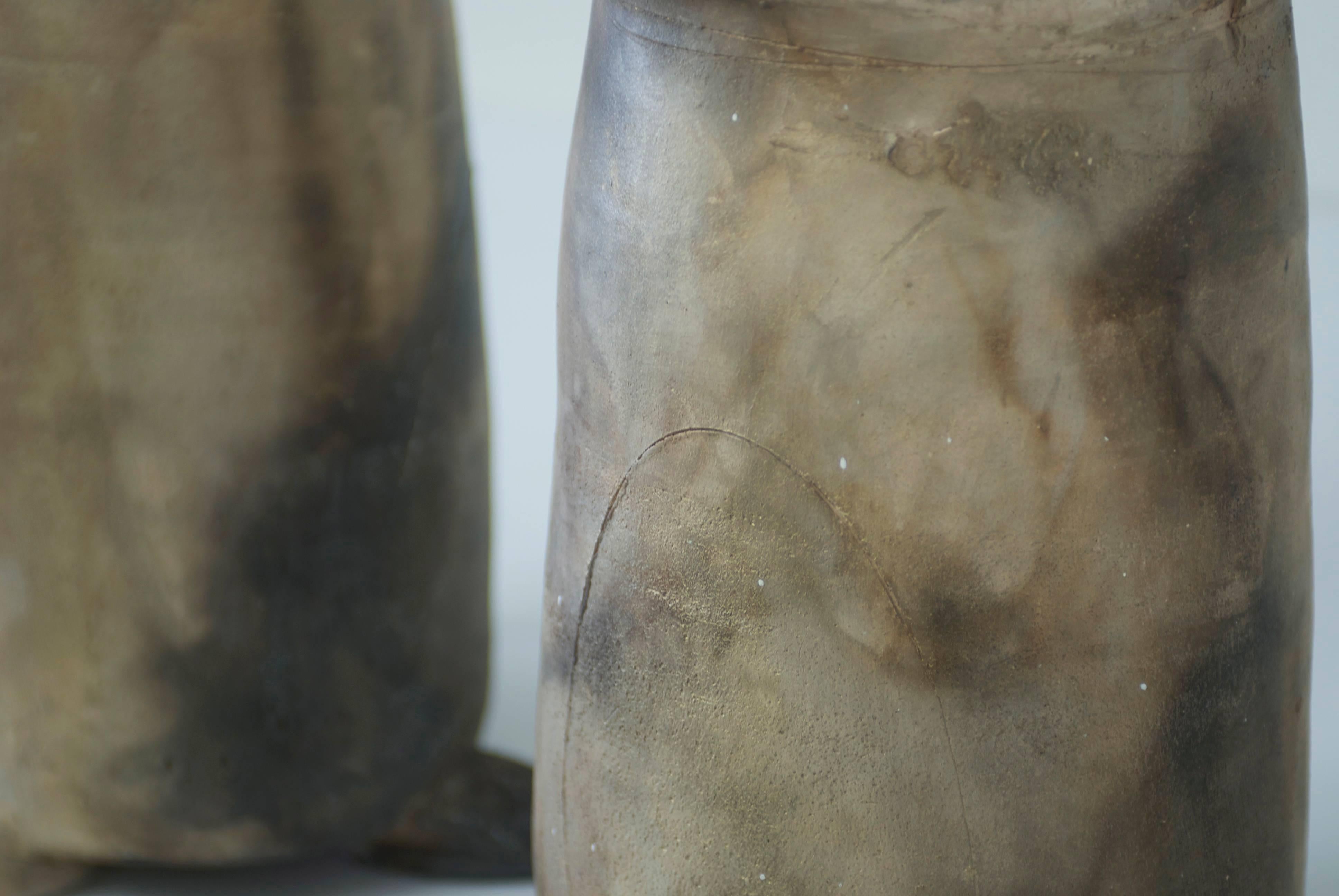 Pair of Raku Style Studio Pottery Ceramic Lamps 4
